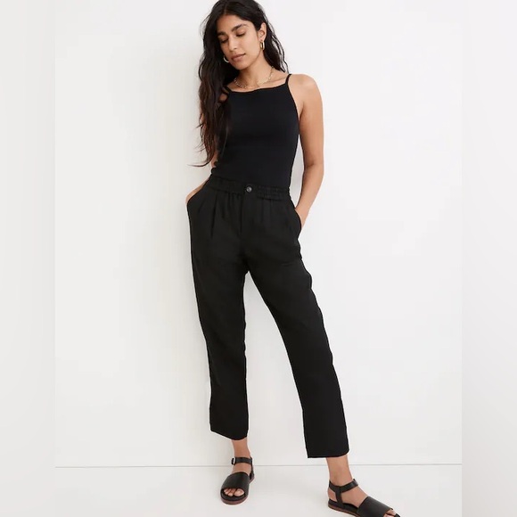 Madewell Pants - Madewell Women's Linen-Blend Track Trousers Black Size M